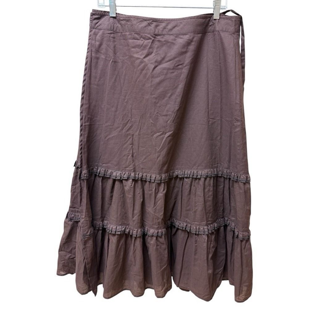 Tory Burch Brown Tiered Wrap Maxi Skirt Cotton Boho. 100% Cotton. Sz M/L